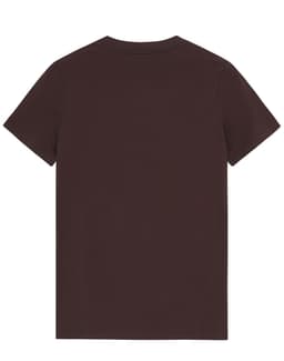 A brown premium cotton tee with a classic crew neck and short sleeves. Features a logo on the back.