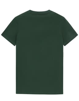 A dark green ladies' premium cotton tee with a simple crew neckline and short sleeves, featuring a logo on the back.