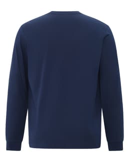 A navy long-sleeve t-shirt for men, featuring a plain back and a relaxed fit. It includes a brand logo.