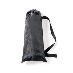 A black bag with a drawstring and shoulder strap, designed to hold barbecue tools. It features a simple design.
