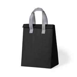 A black cooler bag with grey handles, featuring a structured design and no visible branding.