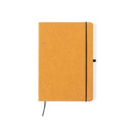 A brown Tefan Notebook with a black elastic band, featuring a minimalist design and a logo.