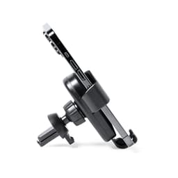 A black car phone holder featuring a secure grip for smartphones, with a rotating mount for adjustable positioning.