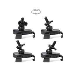 A black car phone holder with a rotating mount, featuring adjustable angles for optimal positioning.