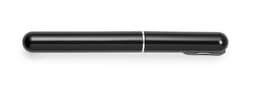 A sleek black corkscrew with a silver band, featuring a clip for easy attachment. Ideal for home use.
