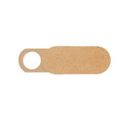 A beige tech accessory with a circular cut-out, featuring a smooth surface and a minimalist design.