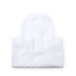 A white poncho with a hood, folded flat. The product features a logo but no visible text or branding.