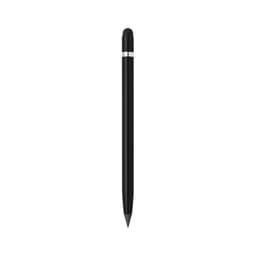 A black stylus pen with a silver band at the centre and a pointed tip at one end.