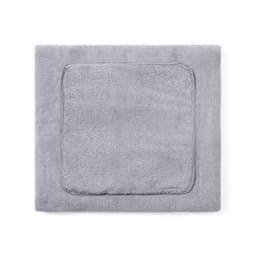 A grey towel with a textured square centre, designed for pet care. Features a branding logo.