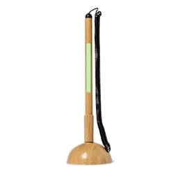A wooden pen with a black coil attached, featuring a rounded base and a slim, cylindrical shape.