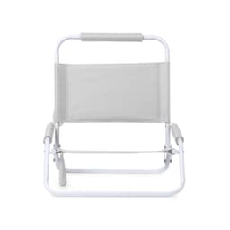 A grey leisure chair with a white frame and armrests, featuring a simple, modern design and fabric seat.