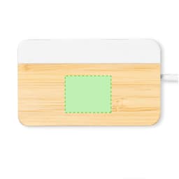 A USB hub featuring a bamboo design with a white top and a green highlighted area, along with a connecting cable.