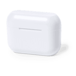 A white charging case for earphones, featuring a smooth, rounded design and a minimalist aesthetic.