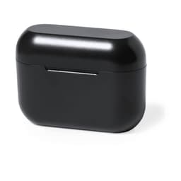 A black earphone case with a smooth finish, featuring a small opening on the front and a rounded design.