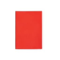 A red promotional folder with a smooth finish and a logo on the front. Suitable for holding documents or papers.