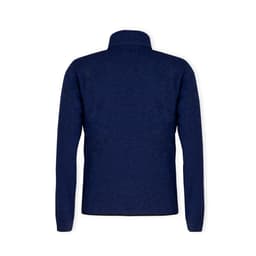 A navy polar fleece jacket with a high collar, featuring a simple design and no visible branding.