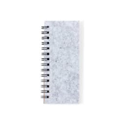 A grey Aurat Sticky Notepad with a spiral binding, featuring minimalist design. It has a logo on the cover.