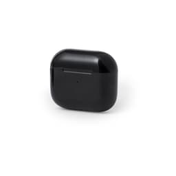 A black earbuds case with a glossy finish and a minimalist design, featuring a small indicator light.