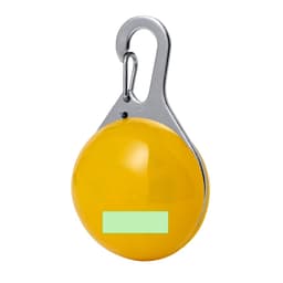 A yellow security light with a metal clip for attachment, featuring a smooth, rounded design.