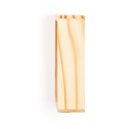 A wooden puzzle piece in a light natural finish with visible grain patterns, featuring a rectangular shape.