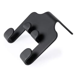 A black car phone holder with a hook design, featuring three gripping points for secure device placement.