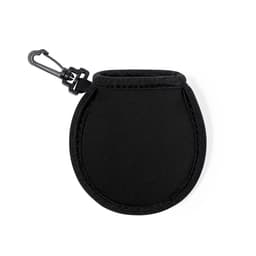 A black neoprene pouch with a clip attachment, designed for holding small items. Features a simple, sleek design.
