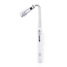 A silver Lachman Torch with a flexible neck and an on/off switch, designed for easy handling and portability.