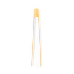 Bamboo kitchen tongs with a wooden handle and a slim design, showcasing a natural finish.