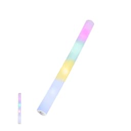 A light stick in pastel colours, featuring a gradient of pink, blue, yellow, and white. It has a brand logo.