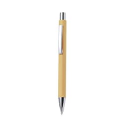 A yellow pen with a chrome clip and a sleek design, suitable for writing.
