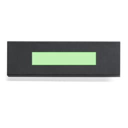 A black box with a green accent, designed to hold metal pens from the Darma Set. Features a logo.