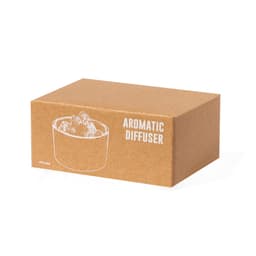 A brown rectangular box containing an aromatic diffuser illustration and branding.