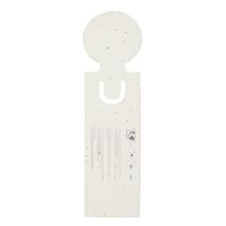 A seed packet with a circular top, designed in a speckled white colour, featuring a branding logo.