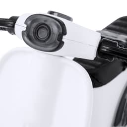 A white novelty item featuring a top view of a playful design, with black accents and a visible logo.