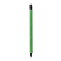 A green grey-lead pencil with a black eraser and a logo near the top.