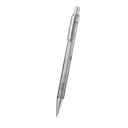 A grey ballpoint pen with a transparent body and a clip. It features a textured grip for comfort.