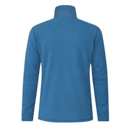 A polar fleece jacket in a vibrant blue colour, featuring a high collar and textured design on the back.