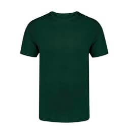 A dark green adult t-shirt with a crew neckline and short sleeves. It features a brand logo.