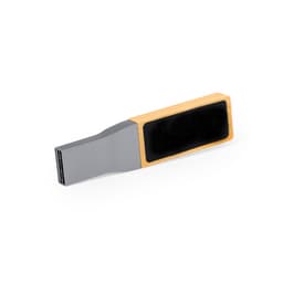 A grey and bamboo 16GB USB drive with a sleek, modern design and a branding area.