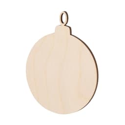 A round wooden ornament shape with a loop for hanging. The surface is smooth and light in colour.