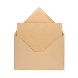 A brown kraft envelope with a matching letter partially inserted inside. The envelope has a simple, classic design.