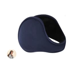 A navy blue ear warmer with a soft fabric design and a logo. Suitable for cold weather.
