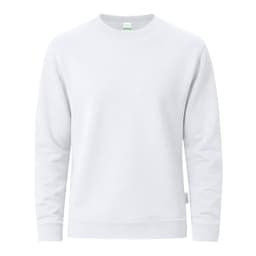 A white Skelton hoodie featuring a crew neck and long sleeves, with a small label on the side.