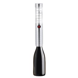 A black drink bottle with a silver top featuring a light and a button, designed for events.