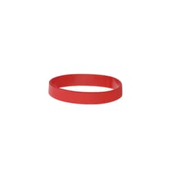 A red silicone wristband with a smooth, round design, suitable for promotional events.