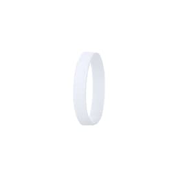 A white silicone wristband featuring a smooth, rounded design. The wristband has a simple, solid colour.