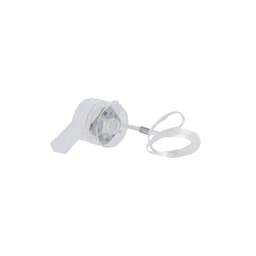 A clear novelty drink bottle with a transparent design and a flexible straw attachment.