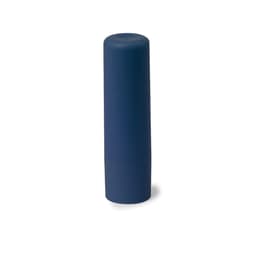 A lip balm container in a solid navy blue colour with a cylindrical shape and a rounded cap.
