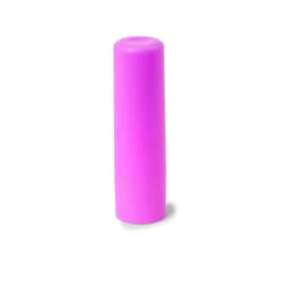 A lip balm in a vibrant pink tube with a rounded top. The product features a simple design and has a logo.