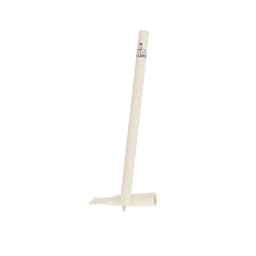 A white pen with a sleek design and a logo at the top. The pen features a removable cap.